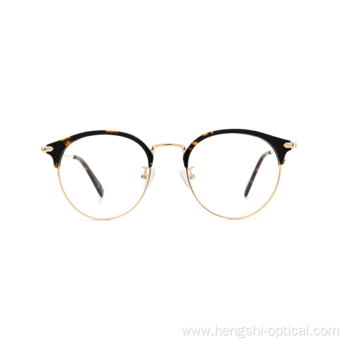 Gold Metal And Acet Eyeglass Frame Blue Light Optical Acetate Combine Metal Glasses